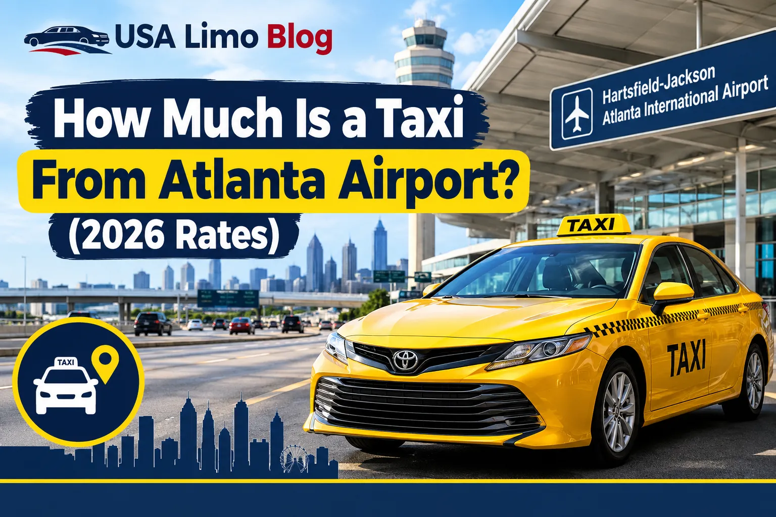 How much is a taxi from Atlanta airport: yellow taxi at Hartsfield-Jackson